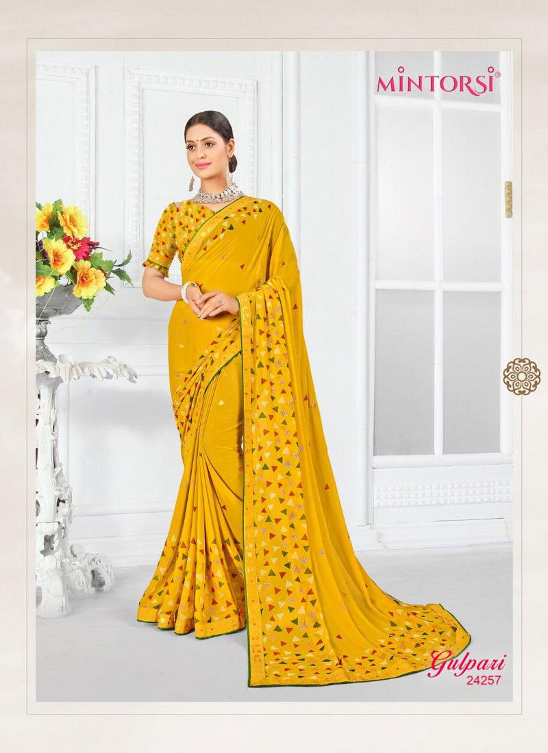 MINTORSI GULPARI Latest Fancy Designer Festive Wear Weightless With Exclusive Mill Foil And Hand Table Border Saree Collection
